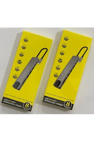 8 In 1 4K Type C Usb 3.0 Hub Hdmı Rj45 Sdtf Adaptörü (457193612)