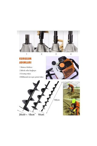 Prohummer Ph323 Benzinli Toprak Burgu Makinesi - 2.1 Hp Çap 30 Cm