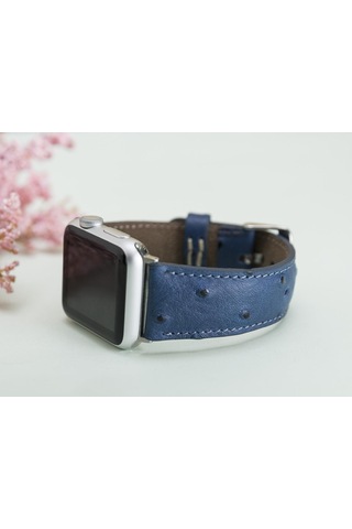 Bloominband Prussian Blue Deri Apple Watch Uyumlu Kordonu-44/45/46/49mm
