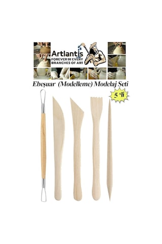 Ebeşuar Seti 5 Li 15 Cm 1 Paket Ahşap Modelaj Modelleme Aletleri Seramik Kil Ve Heykel Modelaj Kalemi
