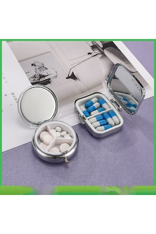 Likeable Küçük Mühürlü, Neme Dayanıklı Ilk Yardım Saklama Şişesi, Iki Ve Üç Bölmeli Küçük Saklama Kutusu. Metal Hap Kutusu - Üç Bölmeli Yuvarlak İkili Paket