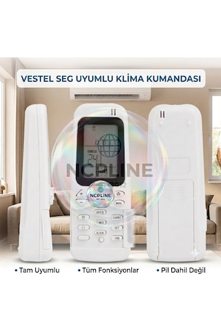 Vestel İle Uyumlu Klima Kumandası 9 12 18 24 Btu - Yandan Açılır Kapaklı Model Diğer