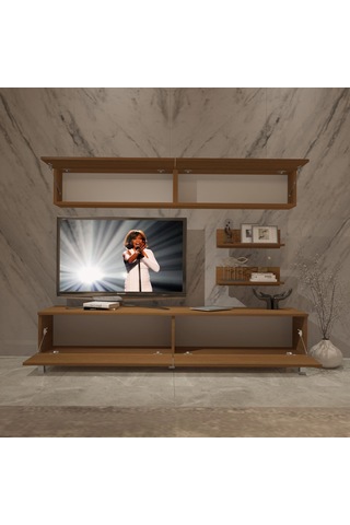 Decoraktiv Eko 5 Mdf Std Krom Ayaklı Tv Ünitesi Tv Sehpası Ceviz