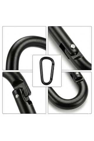 Microcase Profesyonel Karabin 5.7 Cm Siyah Alüminyum Taktik Dağcılık Anahtarlık Askısı Çanta Klipsi Kancası 5 Adet - Al5887