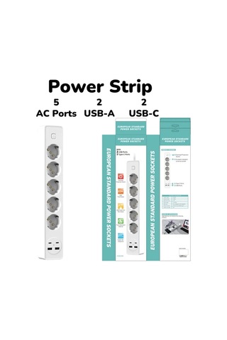 Xuweiwei Kompakt 5 Portlu Ac Guc Seridi 1 Paket Usb Baglanti Asiri Gerilim Korumasi Acma Kapama Anahtari Beyaz