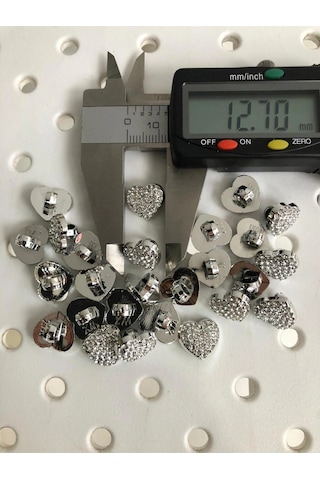 Özel Taşlı Nikel Kalp Düğme 12.70 Mm 20 Boy 10 Adet