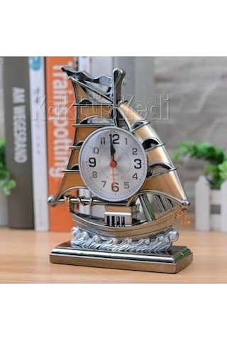 Yelkenli Gemi Dekoratif Masa Saati Çalar Saat Turuncu, 7480000717312 120