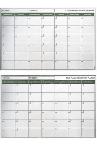 Buğz Manyetik Yapışkanlı Bir Aylık Program Planlayıcı Takvim 85x56 Cm