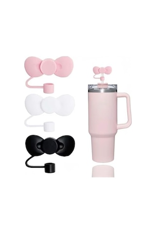 1 Adet Uyumlu Pembe Fiyonklu Pipet Tıpası Silikon Toz Kapağı, Estetik Bardak Aksesuarı, 9-10mm Pipetler İçin Uygun