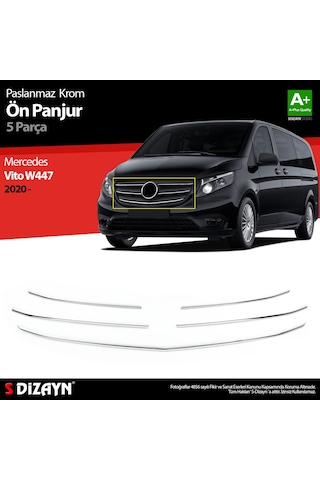 S-Dizayn Mercedes Vito W447 Krom Ön Panjur 5 Prç. 2020 Üzeri