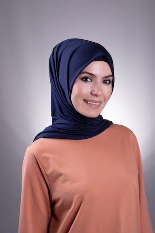 Hürrem Bone Lacivert Düz Klasik Şal Viskon Kumaş Likralı Penye 202101_02 Lacivert