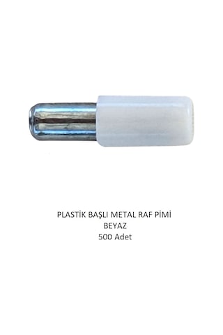 Plastik Başlı Metal Raf Pimi, Beyaz 500 Adet Beyaz