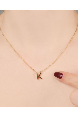 Lekka Design Kadın Kararmaz Çelik Takı K Harf Kolye
