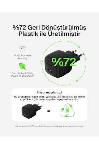 Belkin Kompakt 45 W Usb-c Güç İletimli Hızlı Şarj Aleti, Siyah