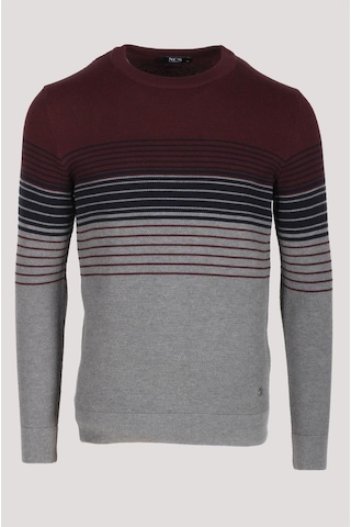 Erkek Triko Bordo Bisiklet Yaka Desenli Slim Fit Pamuklu Kazak Ncs Jeans 3735-bordo Bordo