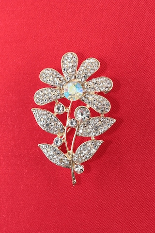 Seviyor Sevmiyor Papatya Broş Gold Renkli Çiçekli Kristal Taşlı Kadın Yaka İğnesi Çiçek Broş Çok renkli