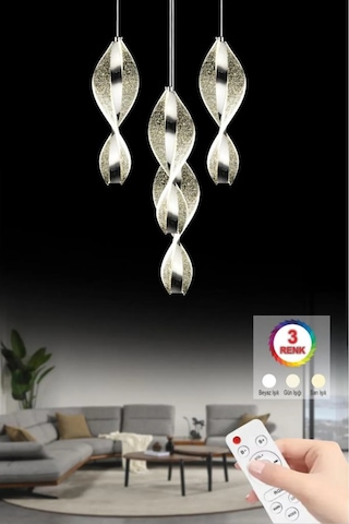 İstanbul Avize Mars 4'lü Gümüş Led 3 Renk Modern Ledli Avize