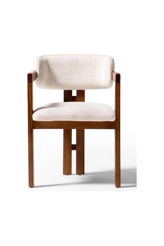 Narvik İskandinav Still T Model Ahşap Sandalye Ceviz - Krem