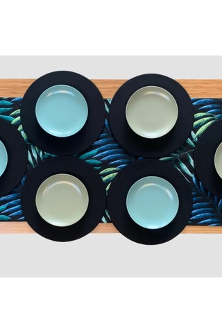 Uretti - Nebile 2034 - El Yapımı Siyah Runner - 6'lı Supla Amerikan Servisi Takım Siyah