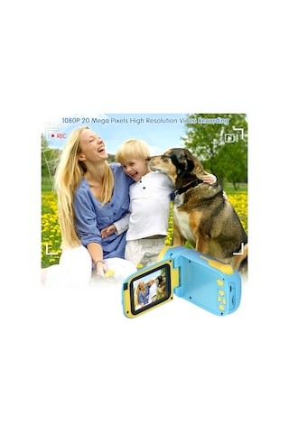 Jeemson Mavi Çocuk Dv Kamera - 1080p Full Hd, 2000w Piksel, 2.4" Ekran, 10 Özel Efekt, 32gb Hafıza Desteği, 1000mah Pil Mavi