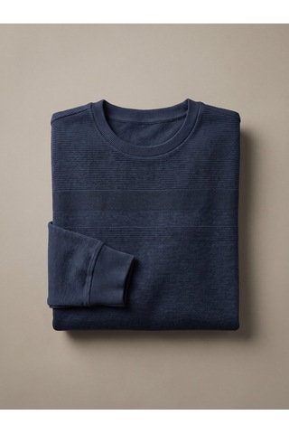 Maccali Erkek Mavi Büyük Beden Pamuklu Kışlık Desenli Sweatshirt