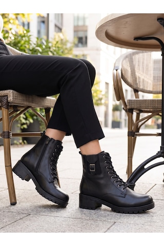 Nesilshoes Nesil Shoes Marr 851 Hakiki Deri İçi Kürklü Kadın Bot Siyah