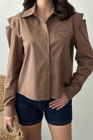 Alemdarshop Camel Peto Cepli Poplin Gömlek