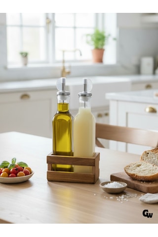 Ahşap Doğal 2li Yağdanlık Ve Sosluk Ahşap Cam Set Takımı Set Kiraz Kısa Başlık 1 Set Ahşap