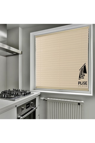 Plise Dekor Krem Plise Perde - Cam Balkon Perdesi Vidalı Sistem