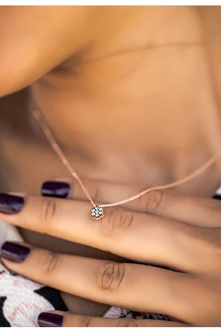 Papatya Silver 925 Ayar Rose Altın Kaplama Elmas Montür Gümüş Çiçek Kolye