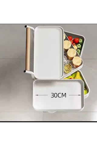 4 Katlı Metal Beyaz Yana Açılır Sebze Meyve Sepeti Patates Soğan Sepeti Sebzelik Tekerlekli 1097-cn Beyaz