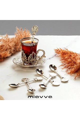 Fermato 6 Kişilik Gümüş Dekoratif Çay Kaşığı Çok Renkli