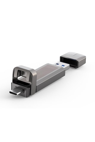 1tb Usb 3.2 + Type-c Çift Girişli Taşınabilir Flash Bellek Yüksek Hızlı, Dayanıklı Ve Şok Korumalı Gri