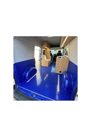 Pvc Desenli Zemin Kaplama Muşambası 2mm 1x5 Metre Kaymaz Araç Konteyner Oto Taban Kaplaması Mavi