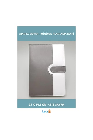 Tarihsiz Ajanda Defter Beyaz Gri 21x14.5 Cm Termo Deri A5 Çok Renkli