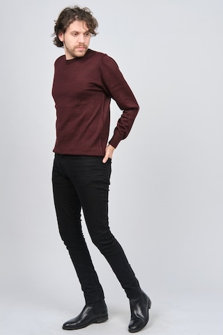 Ateş Triko Erkek Yuvarlak Yaka Yün Kazak 6090005 Bordo Bordo