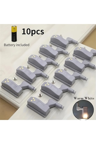 Boatshop1 10 Adet Led Dolap Askı Işığı Otomatik Hareket Sensörlü Gece Lambası Ayarlanabilir Yükseklik Yüksek Parlaklık Sıcak Renk Piller Dahil Gri Plastik Tasarım Mutfak Dolap Yatak Odası İçin