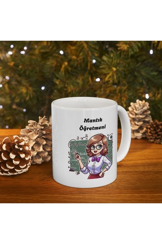 Kadın Mantık Öğretmeni Öğretmenler Günü Baskılı Kupa Bardak Beyaz