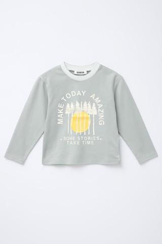 Erkek Çocuk %100 Pamuk Baskılı Uzun Kollu Tişört - Gri 3-4 Yaş 8-9 Yaş Gri