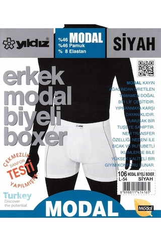 3'Lü Siyah Modal Biyeli Erkek Boxer 106 001