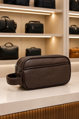Vıatox Ar-01 Erkek Siyah Suya Dayanıklı Suni Vegan Deri Traşlık Bakım Seyahat El Çantası Portföy/clutch Kahverengi