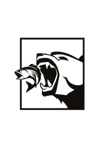 Ayı Ve Balık Silüet / Bear And Fish 3d Duvar Dekoru - Şık Ve Minimalist Tasarım 19cm