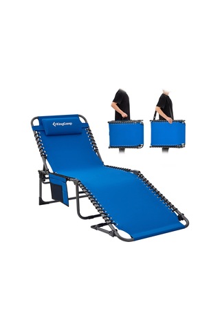 Kingcamp Berlin Classic Comfort Lounge 5 Kademeli Katlanır Şezlong Ve Kampet Blue Mavi
