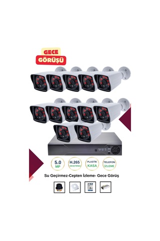 İrtech-12 Kameralı Güvenlik Kamera Seti Gece Görüşlü-su Geçirmez-tak Çalıştır G03