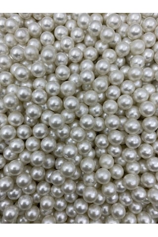 Deliksiz Inci Bıncuk, Deliksiz 8mm Krem Plastik Çakma Incisi 50gr, 170 Adet
