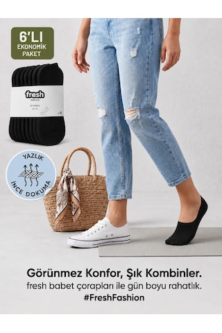 Km Collections 6'lı Set Babet Çorap Erkek&kadın Siyah