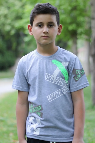 Markahit X Baskılı %100 Pamuk Erkek Çocuk T-shirt 9-16 Yaş Gri