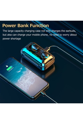 Qingmipy Siyah Bluetooth 5.0 Kulak İçi Kulaklık, Akıllı Dokunmatik Kontrol, Pil Göstergeli 800mah Şarj Kutusu Powerbank Özelliği , Spor Ve Koşu İçin Uygun, 8mm Hoparlör, 10m Uzaklık