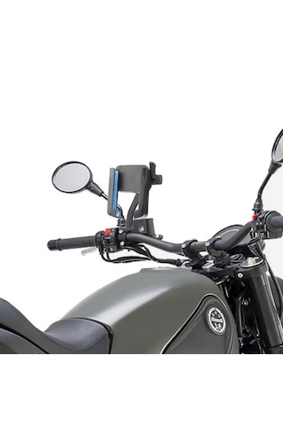 Cr05 Cross Arazi Sürüşleri İçin Motor Motosiklet Telefon Tutucu Ayna Montajlı Kilit Mekanzimalı Siyah