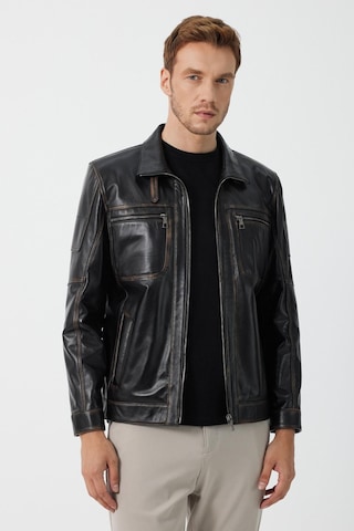 Kenny Siyah Vintage Deri Mont 001